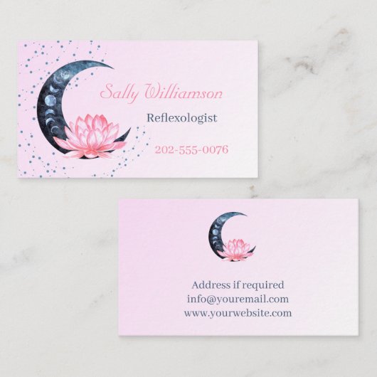 リフレクソロジーピンクロータスフラワームーン 名刺 (正面/裏面)
