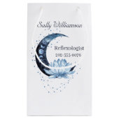 リフレクソロジーブルーロータスフラワービジネスプロモーション スモールペーパーバッグ (裏面)