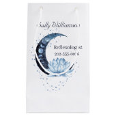 リフレクソロジーブルーロータスフラワービジネスプロモーション スモールペーパーバッグ (正面)