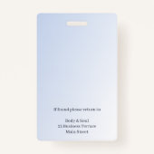 リフレクソロジーブルーロータスフラワームーンビジネス バッジ (裏面)