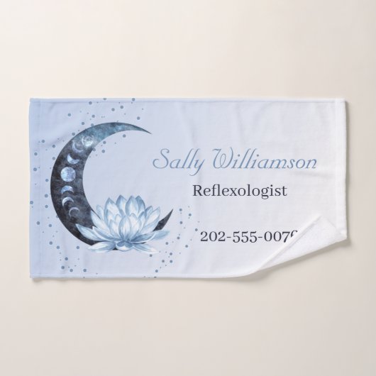 リフレクソロジーブルーロータスフラワームーン ハンドタオル (ハンドタオル)