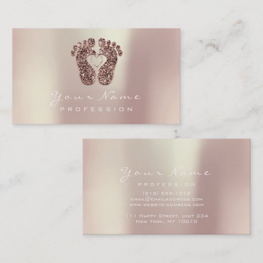 リフレクソロジーマッサージセラピストグリッターバラ銅 名刺 (正面/裏面)