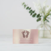 リフレクソロジーマッサージセラピストグリッターバラ銅 名刺 (スタンド正面)