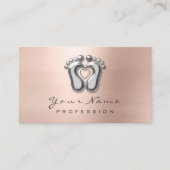 リフレクソロジーマッサージセラピスト銀バラ赤面 名刺 (正面)