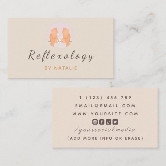リフレクソロジーマッサージセラピー足足ソーシャルメディア 名刺 (正面/裏面)