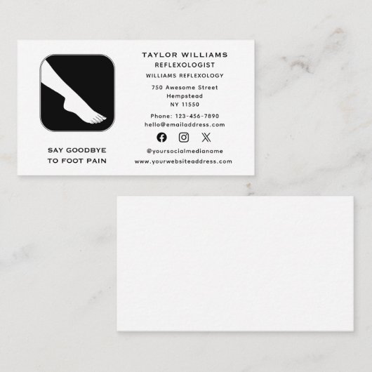 リフレクソロジーリフレクソロジスト足ドクターソーシャルメディア 名刺 (正面/裏面)