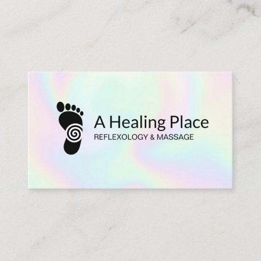 リフレクソロジーリフレクソロジスト足マッサージロゴ 名刺 (正面)