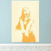 リフレッシュするオレンジ色のモノクロ女性シルエット キャンバスプリント (インサイチュ (ウッドフロア))