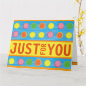 リフレッシュ – アクアカラフルブルーのフルーティー水玉模様 カード (黄色い花)