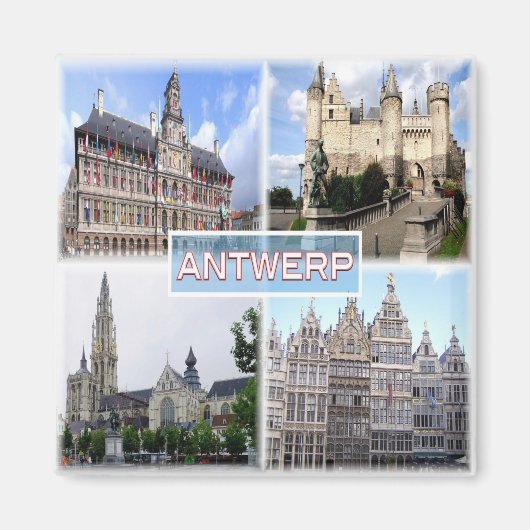 リフ。BE Antwerp, Stadhuis, Het Steen,冷蔵庫 マグネット (正面)