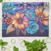 リブケージと花デザイン キッチンタオル (折り畳み)