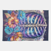 リブケージと花デザイン キッチンタオル (横)