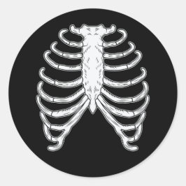 リブケージスケルトンボーンハロウィンブラックとホワイト ラウンドシール