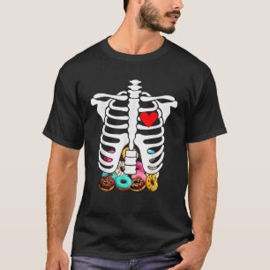 リブケージスケルトンX線ドーナツHalloweenスケルトン Tシャツ