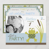リブビット水泳カエル誕生日招待状 A7-C 招待状 (正面/裏面)