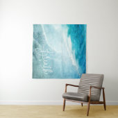 リブヨガ引用文レトロビーチティール（緑がかった色）ブルー海 タペストリー (インサイチュ(横))