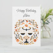 リブラはかりで測〔占星術の〕十二宮図ボホフローラ誕生日フラットカード (スタンド正面)