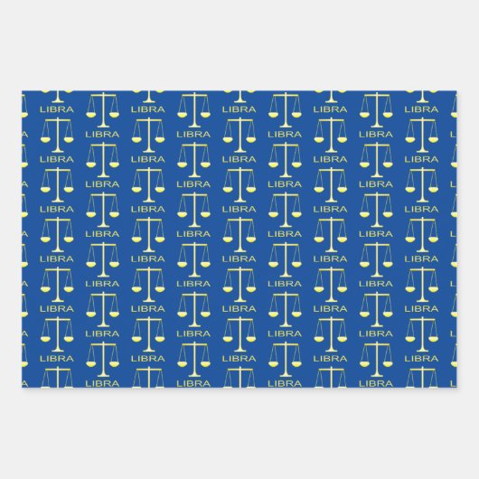 リブラゴールデンはかりで測スターサインカスタム誕生日 ラッピングペーパーシート (正面3)