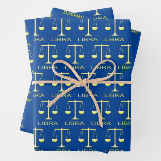 リブラゴールデンはかりで測スターサインカスタム誕生日 ラッピングペーパーシート (インサイチュ)