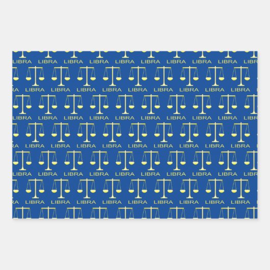 リブラゴールデンはかりで測スターサインカスタム誕生日 ラッピングペーパーシート (正面)