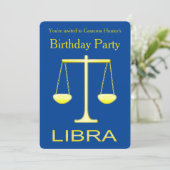 リブラゴールデンはかりで測スターサインカスタム誕生日 招待状 (スタンド正面)