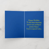 リブラゴールデンはかりで測スターサインカスタム誕生日 箔グリーティングカード (内側レイダウン)