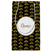 リブラゴールデン〔占星術の〕十二宮図パーソナライズされた標識 スモールペーパーバッグ (正面)