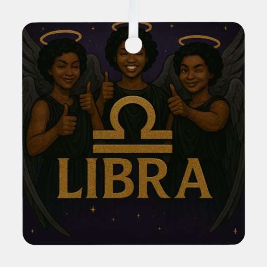 リブラブラックエンジェル〔占星術の〕十二宮図オーナメント メタルオーナメント (正面)