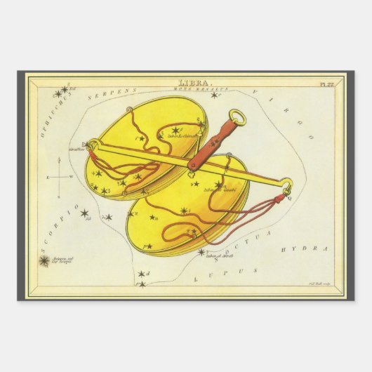 リブラ・スケール ヴィンテージ 星座 ウラニアの鏡 ラッピングペーパーシート (正面3)