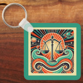 リブラ〔占星術の〕十二宮図キーチェーンレトロデザイン キーホルダー (正面)