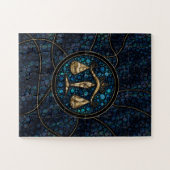 リブラ〔占星術の〕十二宮図ドットアートスタイルアワロン金ゴールド ジグソーパズル (横)