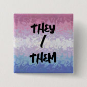 リプライトリップ(幻覚体験)のようなグルーブビーシックビエンダープライドフラグ 缶バッジ (正面)