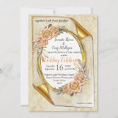 リプルエレガントクリームと金ゴールド 招待状 (正面)