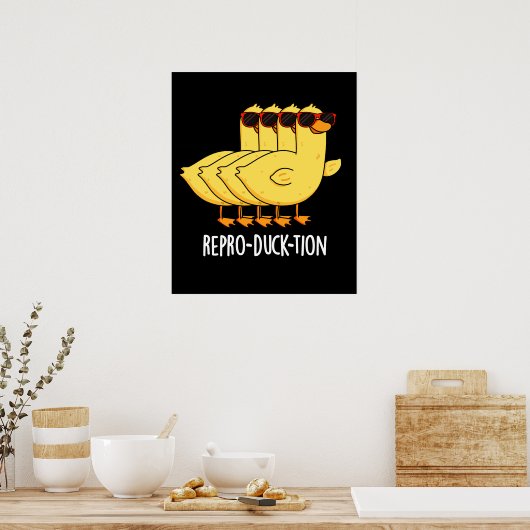 リプロおもしろいダックスティオンアニマルダックプリンBG ポスター (キッチン)