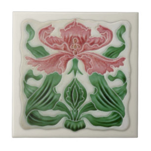 リプロイングリッシュアールヌーボーH.A.Ollivantタイルc.1900 タイル