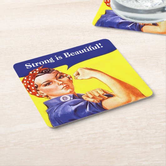 リベター·ストロングの象徴的なロージーは美しい!クール スクエアペーパーコースター (アングル)