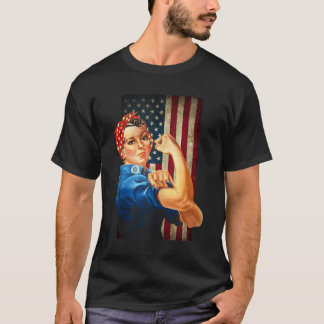 リベッターとアメリカ擦り切れた国旗をロージー Tシャツ