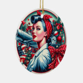 リベッターのピンアップガールのクリスマス装飾をロージー セラミックオーナメント (右)