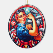 リベッターのピンアップガールのクリスマス装飾をロージー セラミックオーナメント (左)