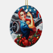 リベッターのピンアップガールのクリスマス装飾をロージー セラミックオーナメント (右)