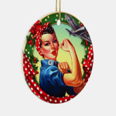 リベッターのピンアップガールのクリスマス装飾をロージー セラミックオーナメント (右)