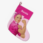 リベッター乳がん認識度 ラージクリスマスストッキング (正面 (吊り時))