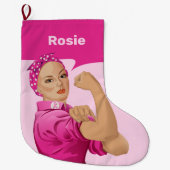 リベッター乳がん認識度 ラージクリスマスストッキング (正面)