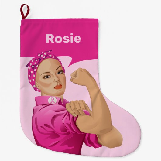 リベッター乳がん認識度 ラージクリスマスストッキング (正面)