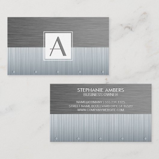 リベット付きモノグラム金属 名刺 (正面/裏面)