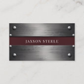 リベット止めされた金属とバーガンディ 名刺 (正面)