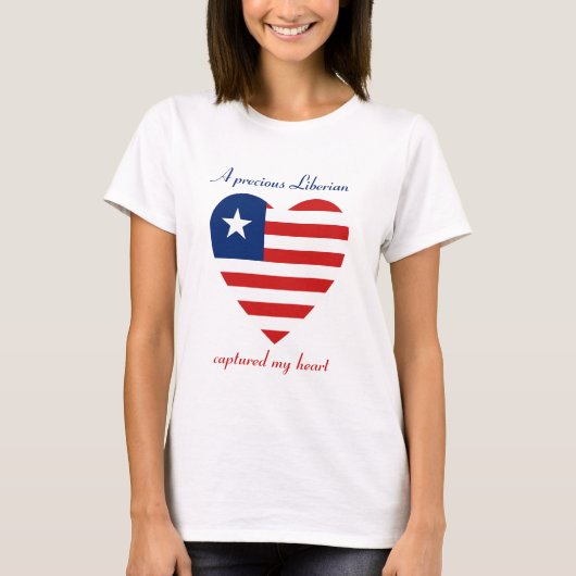リベリアの国旗スウィートハートTシャツ Tシャツ (正面)