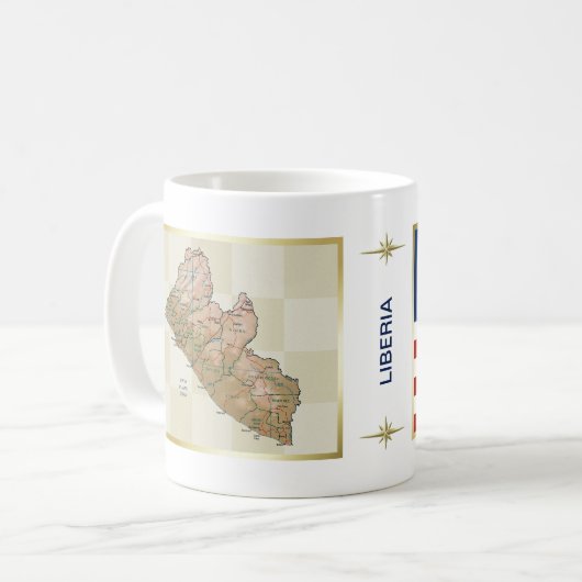 リベリアの旗と地図のマグ コーヒーマグカップ (正面左)