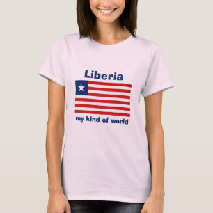 リベリアの旗+地図+テキストTシャツ Tシャツ