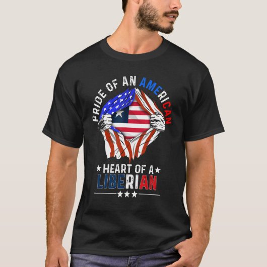リベリアアメリカンアメリカプライド異国Li Tシャツ (正面)